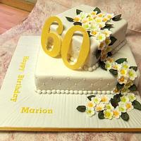 60th Birthday Cake with Trailing Flowers