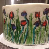 Painted Cake with Mums