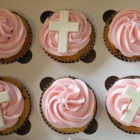 Pink Holy Communion cake & cupcakes