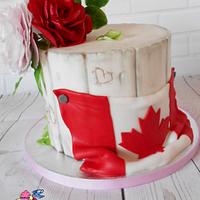 Flowers and Canada flag