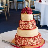 Gold and Red Indian Inspired Henna Wedding Cake