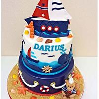 Navy First Birthday Cake