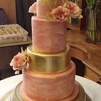 24ct Gold Leaf, Pastel Pink & Rose Wedding Cake :) x