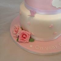 Rose christening cake 