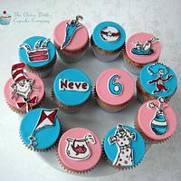 Hand Sketched Cat in the Hat Cupcakes