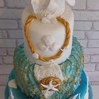 Sea Shell beach Themed Wedding Cake 