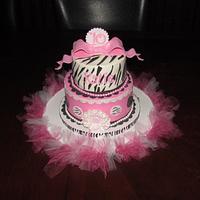 Pink and Zebra Print Cake