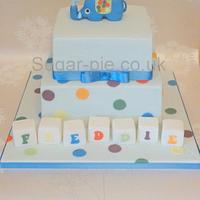 spotty dotty elephant christening cake 