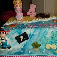 Princess & pirate cake