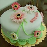 gerber daisy  flowers cake