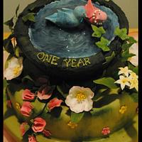 Anniversary Bird bath cake
