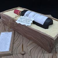 Wine bottle and wooden crate