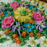 Summer buttercream flowers cake!  