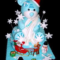 Blue bear christmas cake