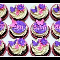 flowers and butterflies birthday cupcakes