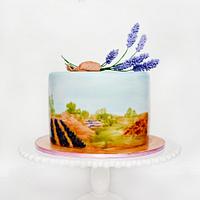 Wedding cake with lavender