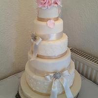 5 tier Rose Wedding Cake