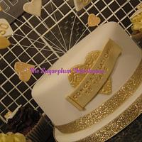 Golden Anniversary Cake & Cupcakes