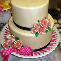 Cream and Champage Wedding Display Cake