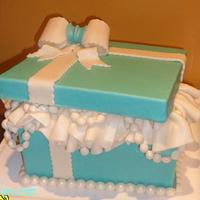 A Tiffany box themed cake for a Bridal shower