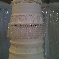 Crystals and Roses wedding cake