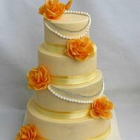 Wedding cake with wafer roses