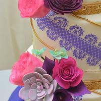 Purple and Pink Wedding Cake