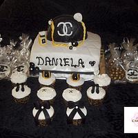 Chanel bag cake, Chanel inspired cupcakes and LV cookies