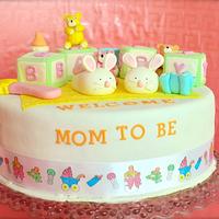 Booties and Rattle - Baby Shower Cake