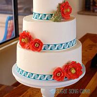 Southwestern Wedding Cake with Cactus Flowers
