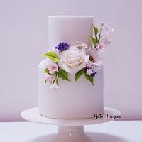 Rose and Cosmos flower Cake