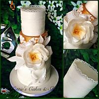 White Wafer Paper  Lace Wedding Cake. 