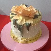 gift box cake with fantacy flower