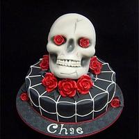 Skull and Roses Birthday Cake