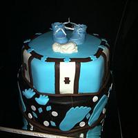 Blue & Brown baby shower cake