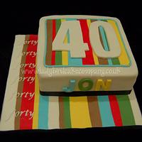 Retro funky striped birthday cake