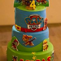 Two-sided Peppa Pig & Paw Patrol Birthday Cake