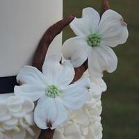 Dogwood Blossoms & Ruffled Wedding Cake