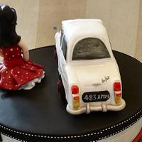 Ford Prefect Car, pin up girl and american diner :)