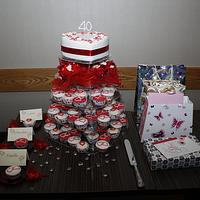 40th (Ruby) Wedding Anniversary Cake