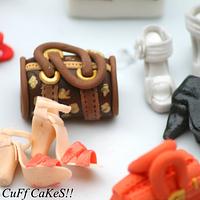 Shoe and handbag cupcake toppers