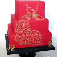 Peacock Elevated wedding cake