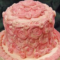 Rosette cake in buttercream tiers