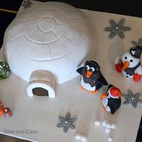 igloo penguin cake
