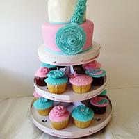 Mini Wedding cake & cupcakes
