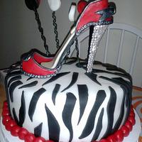 Zebra Print, High Heel Birthday Cake