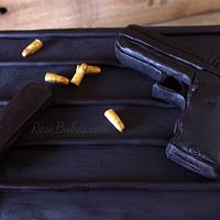 Gun Case Cake with Edible Glock 9mm Gun, Clip & Bullets