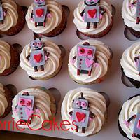 assorted robots cupcakes