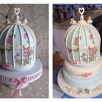 Vintage birdcage wedding cake 