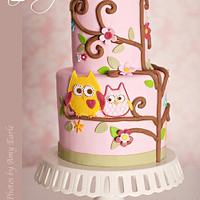 Baby Girl Owl Cake